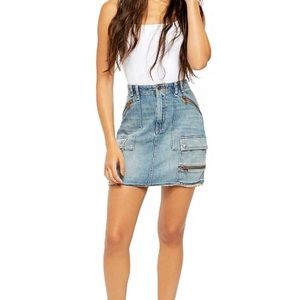 NWT Free People Blue Denim Mini Skirt
